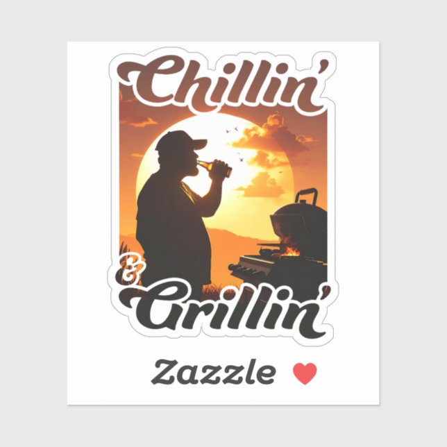 Pegatina Summer Vibes Chillin’ & Grillin' Silhouette (Hoja)
