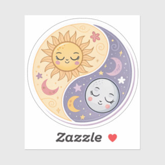 Pegatina Sun and Moon Yin Yang | Cute Celestial Balance Aes