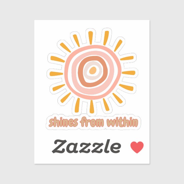 Pegatina Sun Boho Art: "Shine from within" quote for self-e (Hoja)