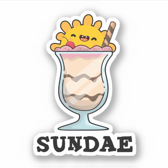 Pegatina Sundae Funny Sunday Ice Cream Pun (Anverso)