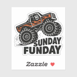 Pegatina Sunday Funday Gorilla Monster Truck Funny Sticker