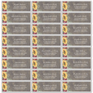 Pegatina Sunflower Rustic Fall Nombres de invitados Direcci
