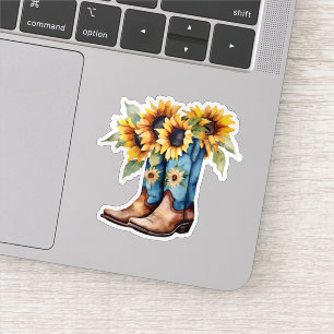 Pegatina Sunflowers y Cowboy Boots a prueba de agua