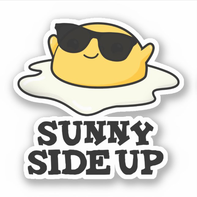 Pegatina Sunny Side Up Funny Fried Egg Pun (Anverso)