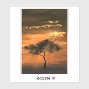 Pegatina Sunrise de los vigas de sol del árbol