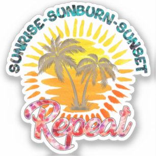 Pegatina Sunrise-Sunburn-Sunset-Repetir   Palm Trees dorado
