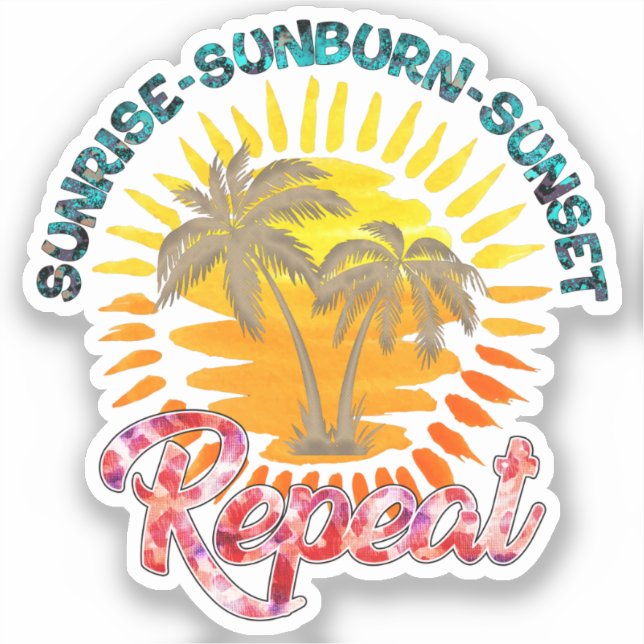 Pegatina Sunrise-Sunburn-Sunset-Repetir | Palm Trees dorado (Anverso)