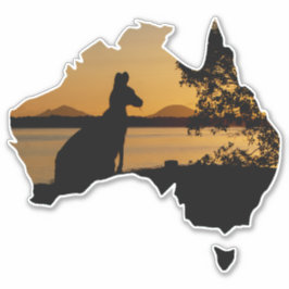 Pegatina Sunset de Australia para canguro negro, blanco y o