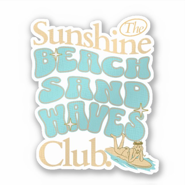 Pegatina Sunshine Club, Beach, Sand, Waves (Anverso)