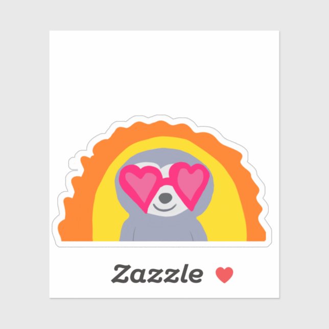 Pegatina Sunshine Sloth con gafas de sol (Hoja)