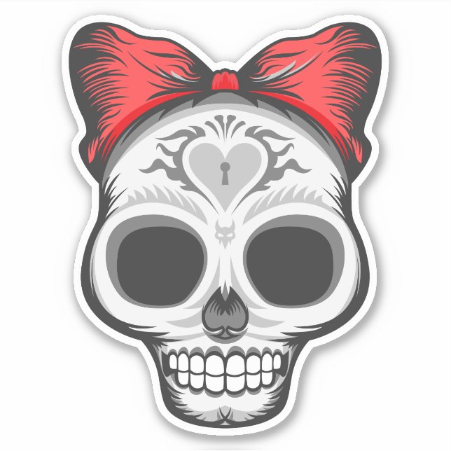 Pegatina Super Girly Sugar Skull (Anverso)