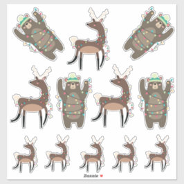 Pegatina Súper lindos osos osos y Navidades de renos