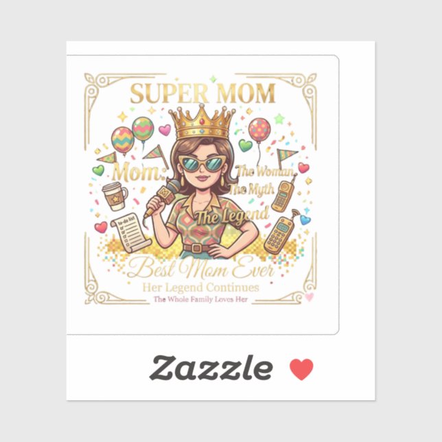 Pegatina Super mom sticker carré (Hoja)