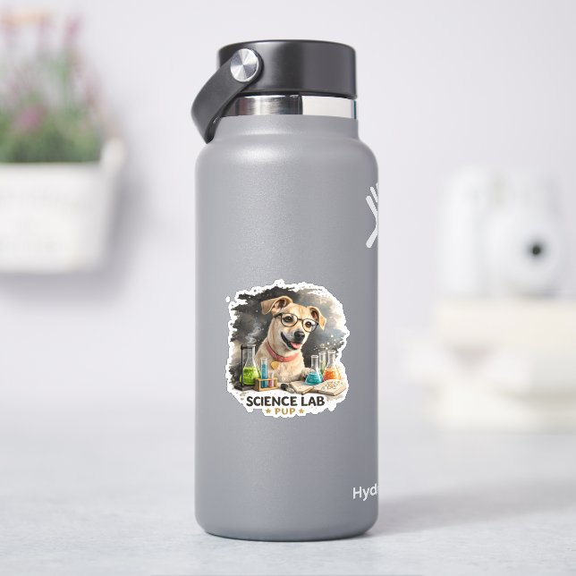 Pegatina Superestrella de Laboratorio de Ciencia Perro Lind (hidrofrasco)