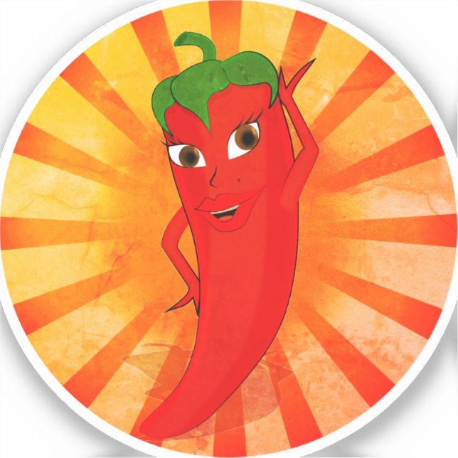 Pegatina Superestrella del pepino rojo vintage (Anverso)