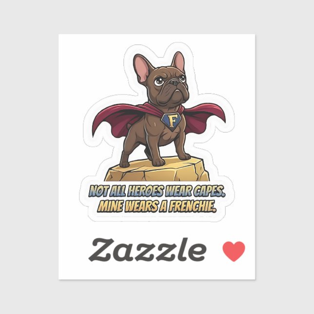 Pegatina Superhero French Bulldog Cute Frenchie Hero Design (Hoja)