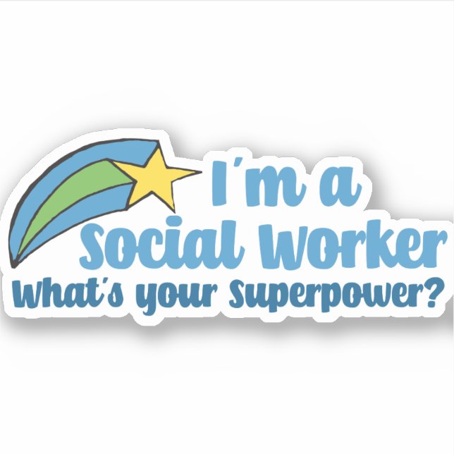 Pegatina Superhéroe Social Worker (Anverso)