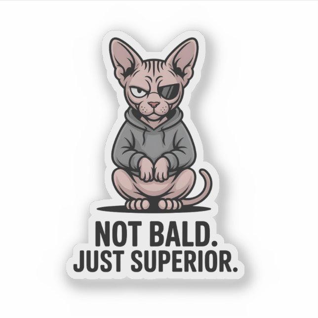 Pegatina Superior Sphynx Cat Attitude Illustration (Anverso)