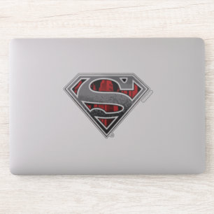 Pegatina Superman S-Shield   Logotipo Gris y Ciudad Roja