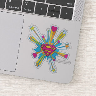 Pegatina Superman Stylized   Logo Rosa con corazón