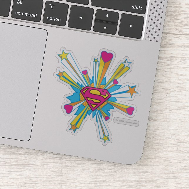 Pegatina Superman Stylized | Logo Rosa con corazón (Detalle)