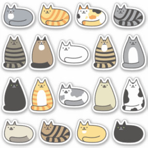 Pegatina Surcute surtido de gatos de Kawaii