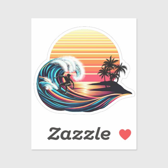 Pegatina Surf al atardecer (Hoja)