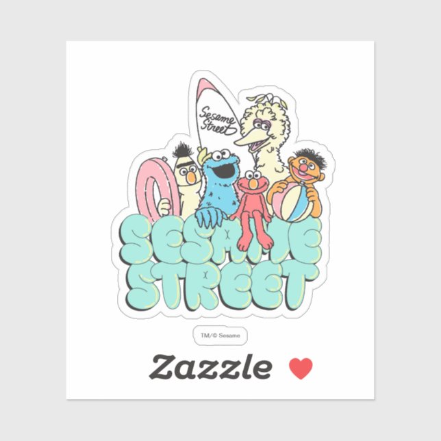 Pegatina Surf de cosecha de sesame Street de los 90 (Hoja)