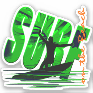 Pegatina Surf en la playa