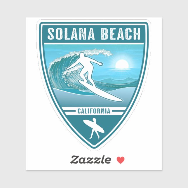 Pegatina Surf Solana Beach California (Hoja)