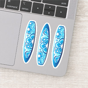 Pegatina Surfboard Groovy Blue con diseño floral