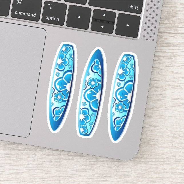 Pegatina Surfboard Groovy Blue con diseño floral (Detalle)