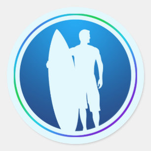 Pegatina Surfer and Surfboard