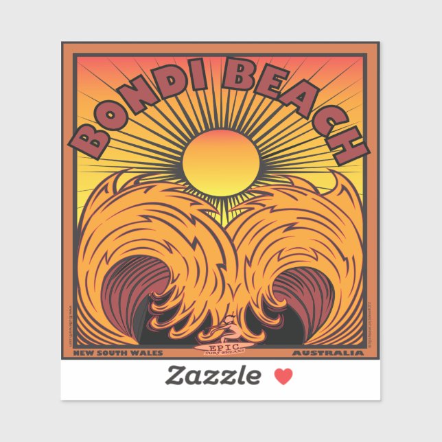 PEGATINA SURFING BONDI BEACH AUSTRALIA (Hoja)