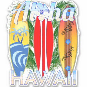 Pegatina Surfing de Aloha Hawaii