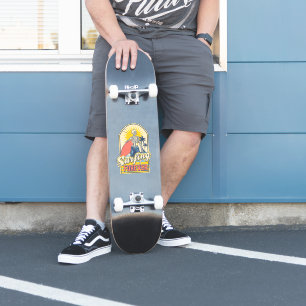 Pegatina Surfing Forever Skeleton Surfer Dude Tropical