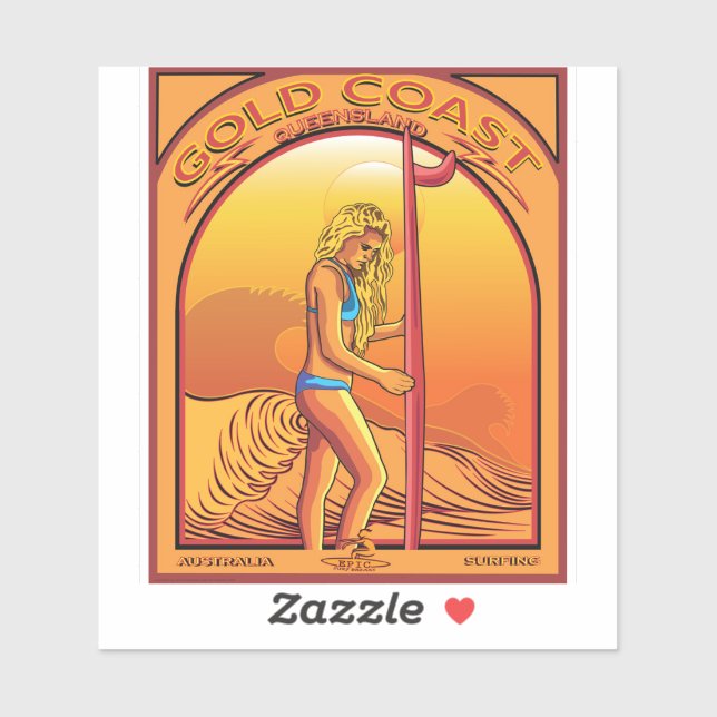 PEGATINA SURFING GOLD COAST QUEENSLAND AUSTRALIA (Hoja)