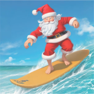 Pegatina Surfing Santa Claus