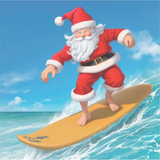 Pegatina Surfing Santa Claus (Anverso)