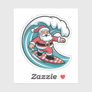 Pegatina Surfing Santa Navidad Surfista Playa Vacaciones