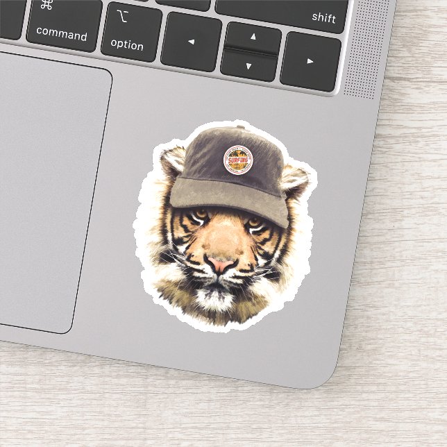 Pegatina Surfing Tiger (Detalle)