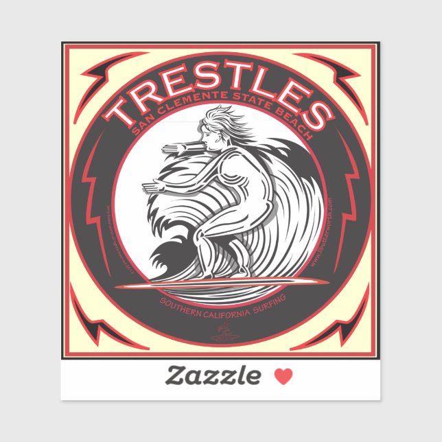 PEGATINA SURFING TRESTLES SAN ONOFRE BEACH CALIFORNIA (Hoja)