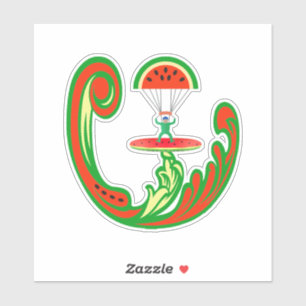 Pegatina Surfista y Skydiver en agua de Melón