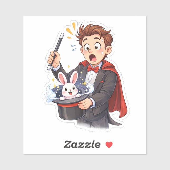 Pegatina Surprised Magician Rabbit Custom-Cut Vinyl Sticker (Hoja)