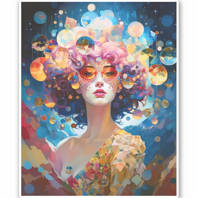 Pegatina Surreal Lady Fantasy Art (Anverso)