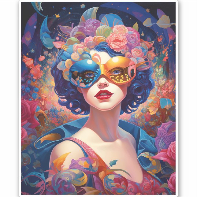 Pegatina Surreal Lady Fantasy Art (Anverso)