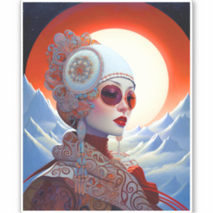 Pegatina Surreal Lady Fantasy Art