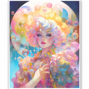Pegatina Surreal Lady Fantasy Art