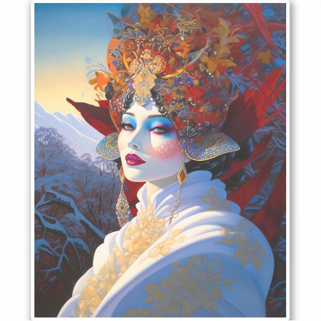 Pegatina Surreal Lady Fantasy Art (Anverso)