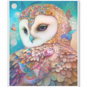 Pegatina Surreal Owl Fantasy Art